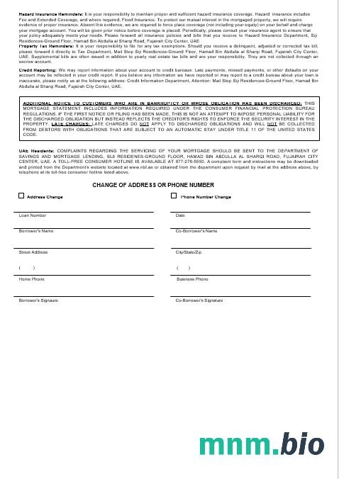 ZEA Fujeirah National Bank wyciąg z kredytu hipotecznego w formatach Word i PDF 3